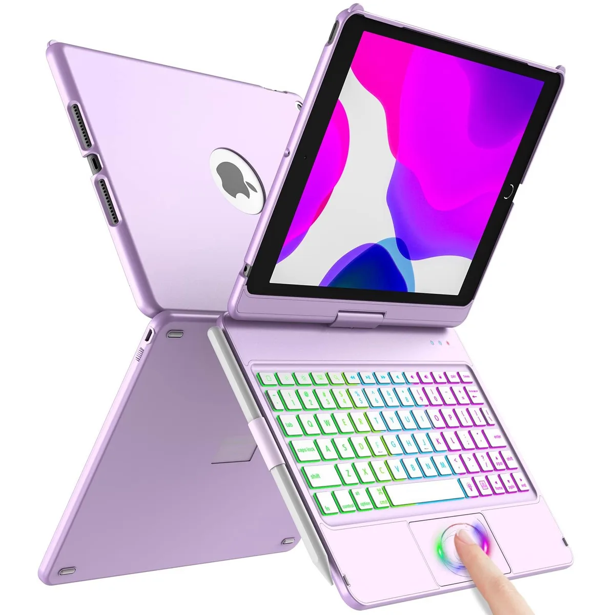 ARENTI ARENTI Touch Keyboard Case 10.2" iPad 9th/8th/7th Gen Light Purple 2 in 1 accessory — product photo
