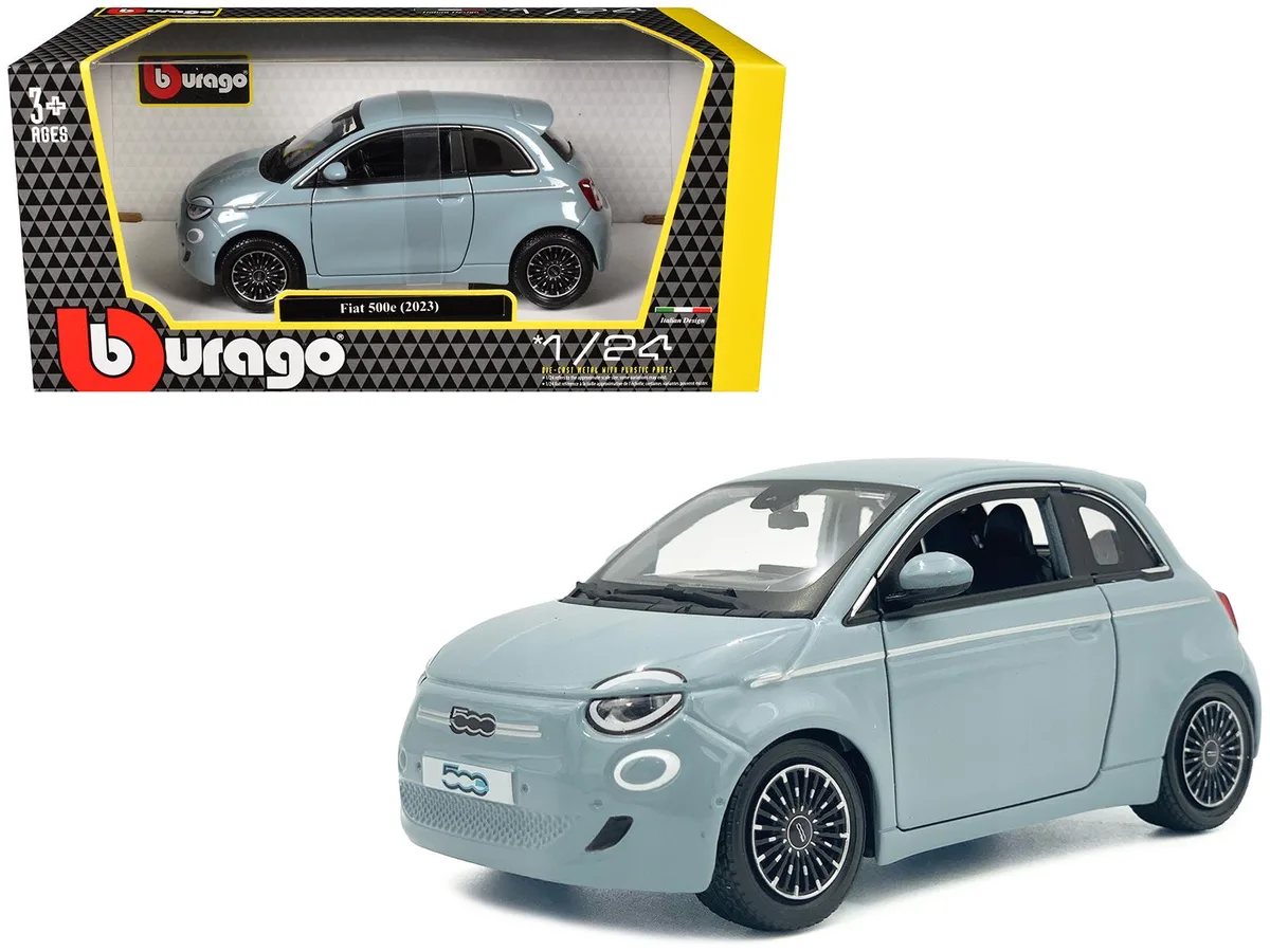 BBURAGO BBURAGO 2023 Fiat 500e Light Blue 1/24 Diecast Hobby Collectible — product photo