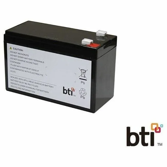 Rectangular 12V lead-acid UPS replacement battery in black plastic case