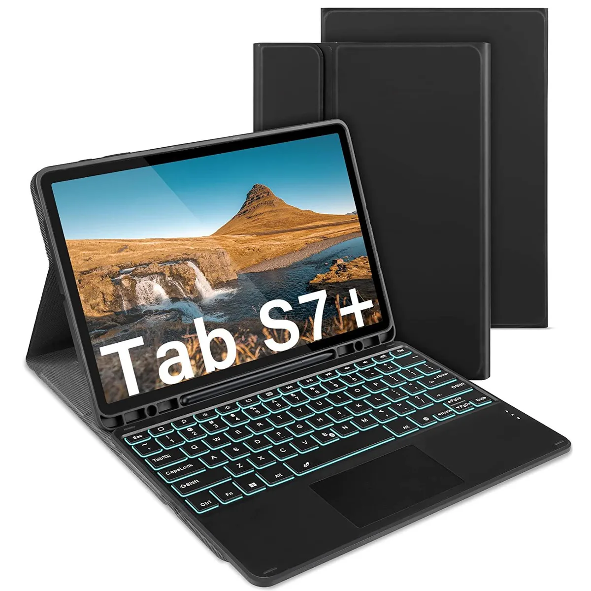 Thinkstar Thinkstar Backlit Keyboard Case with Touchpad for Samsung Galaxy Tab S7+ 12.4 2020 Black — product photo