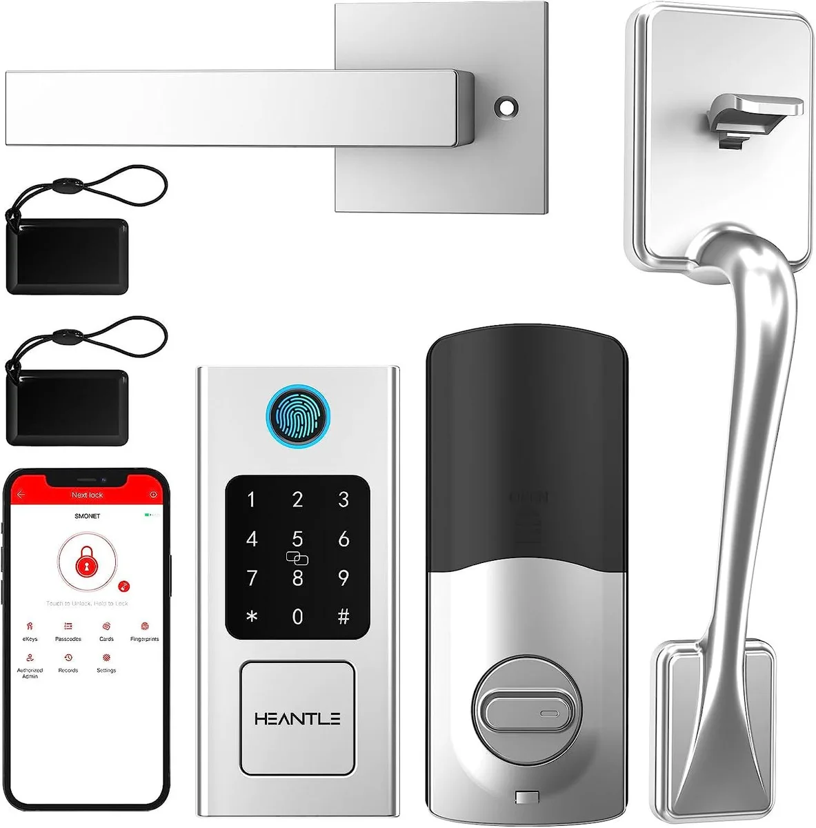 HEANTLE HEANTLE M5 with Handles Smart Door Lock Silver — product photo