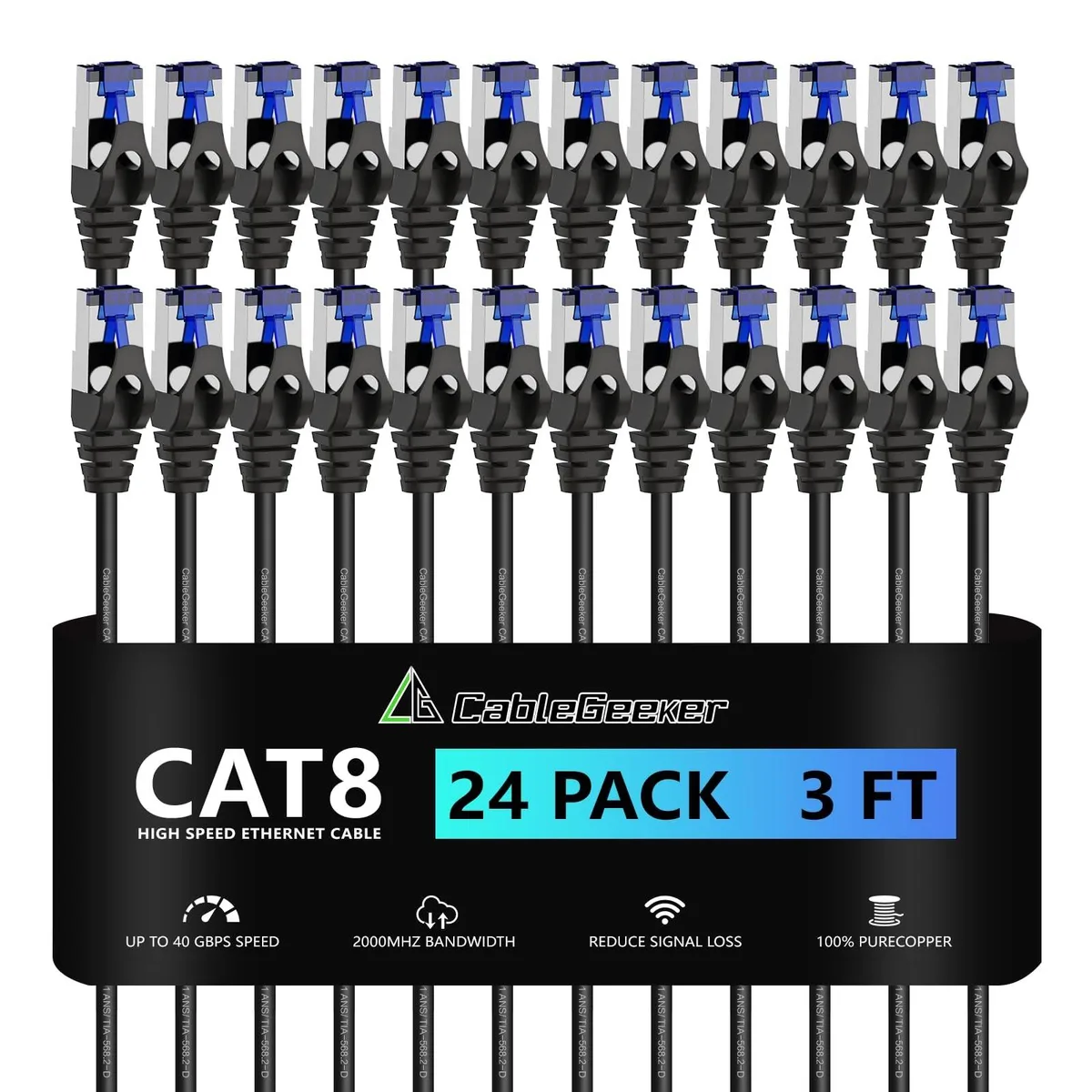 ARCTIC ARCTIC 2 in 1 Accessory 24 Pack 3ft Cat8 40Gbps 2000MHz 30AWG — product photo