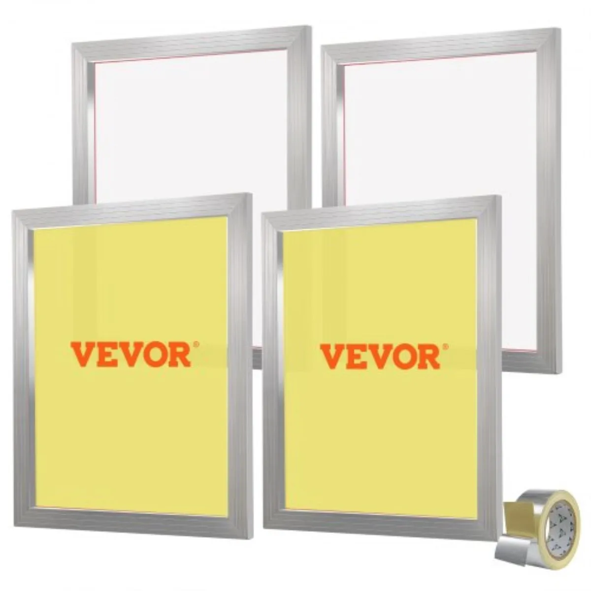 Four new aluminum screen printing frames 20 by 24 inches with white mesh and sealing tape