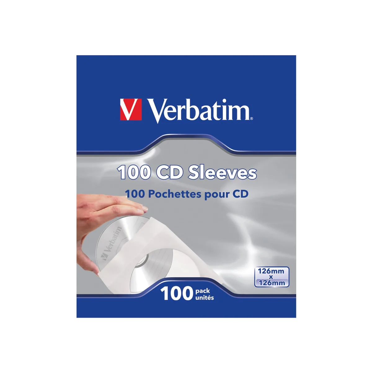 Verbatim 49976 CD/DVD Paper Sleeves with Clear Window 100pk — product photo