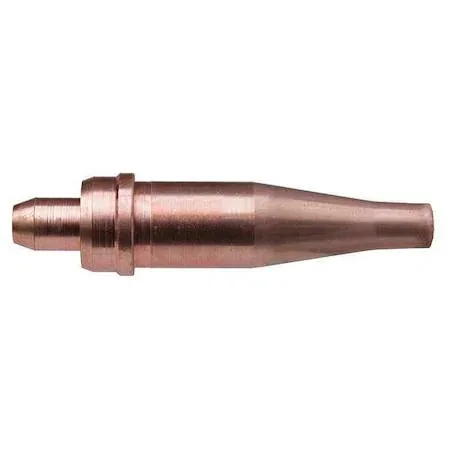 Small brass acetylene cutting tip with knurled base and tapered nozzle