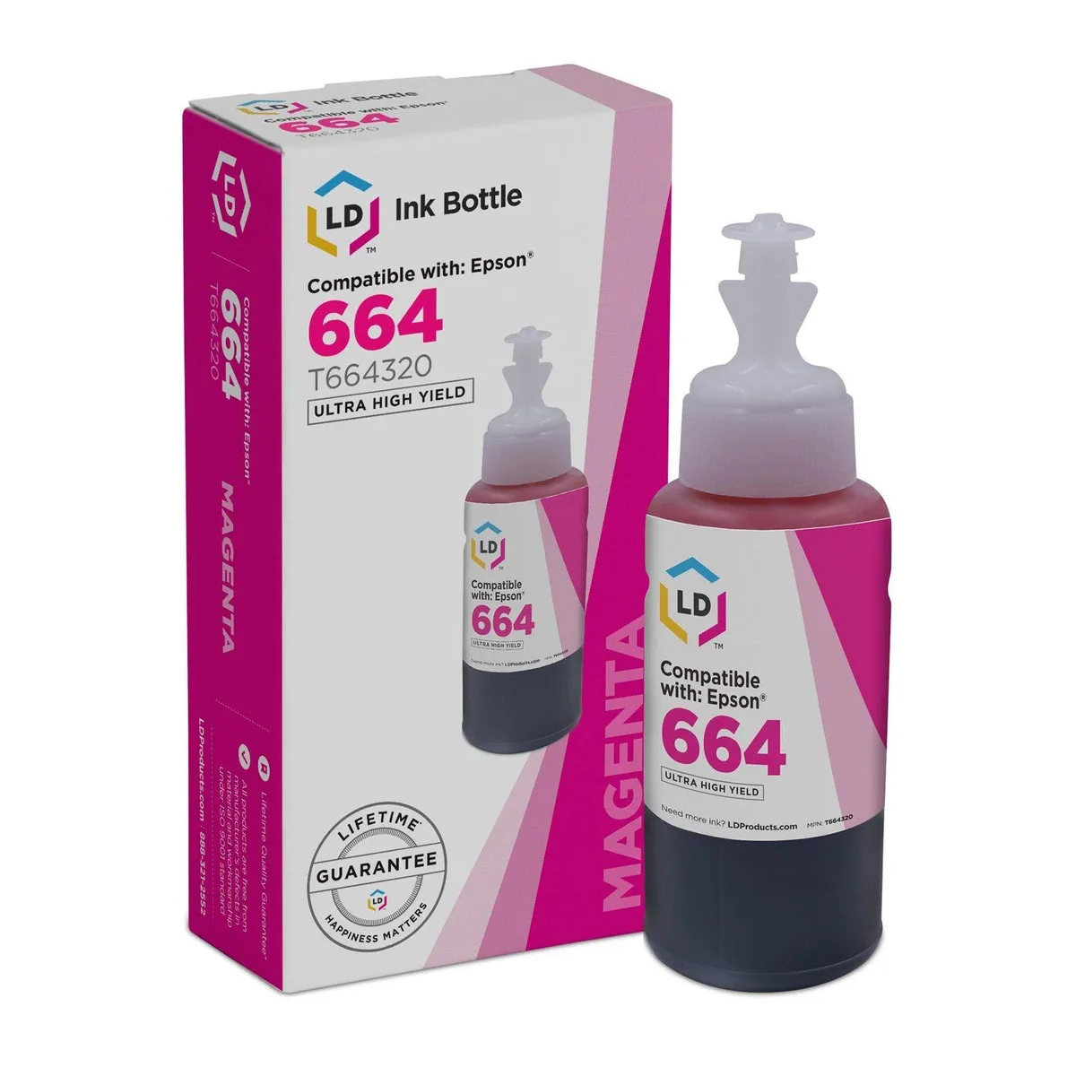 LD Products LD Products Compatible Ink Bottle Epson 664 T664320 High Yield Magenta 6500 Pages — product photo