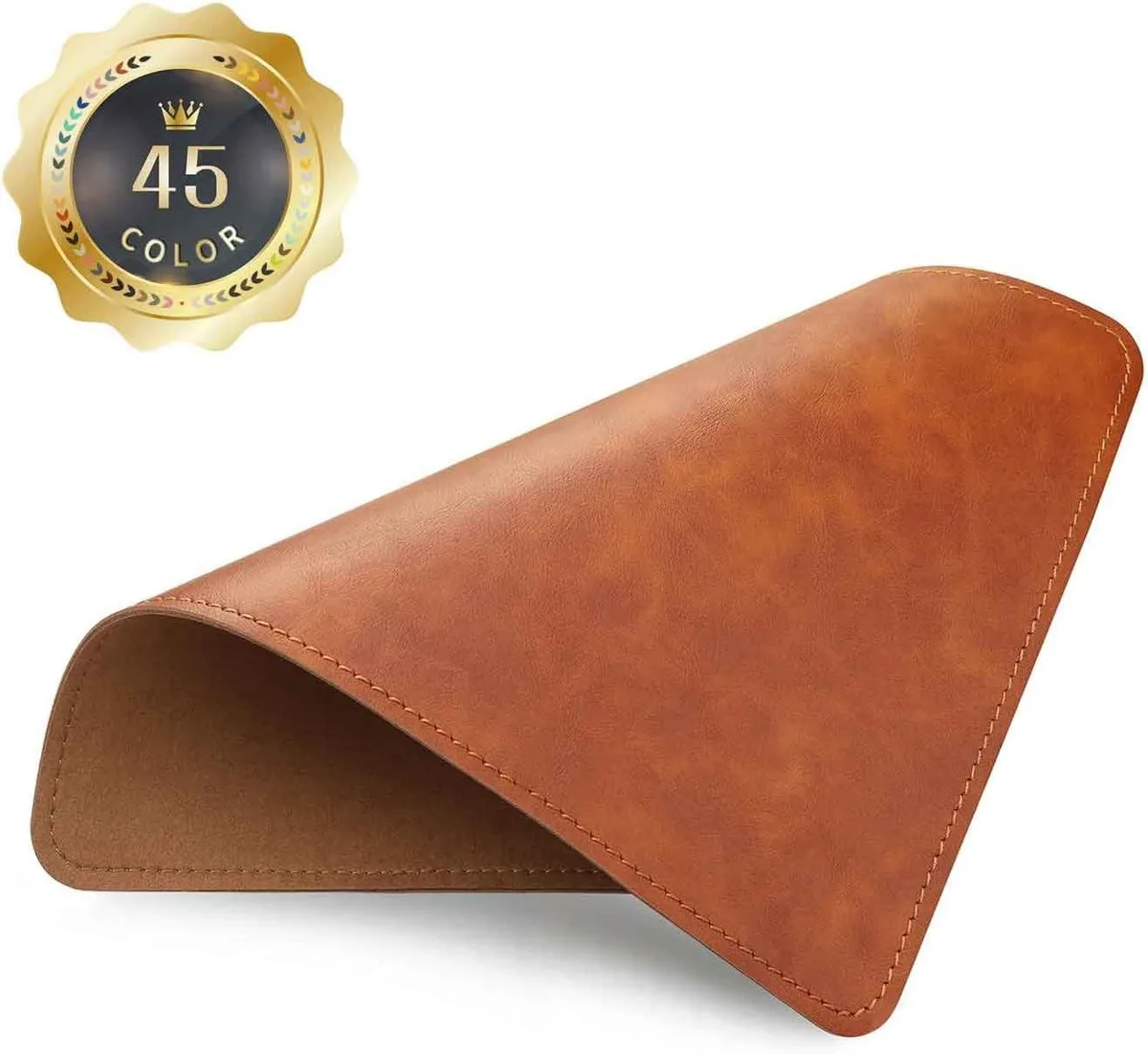 Brainwavz Brainwavz PU Leather Mouse Pad Micro-Fiber Base Stitched Edge Caramel Brown 8x11 Inch — product photo