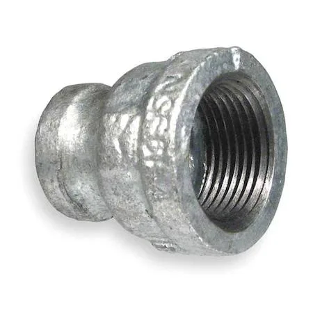 Galvanized malleable iron reducing coupling with tapered NPT threads