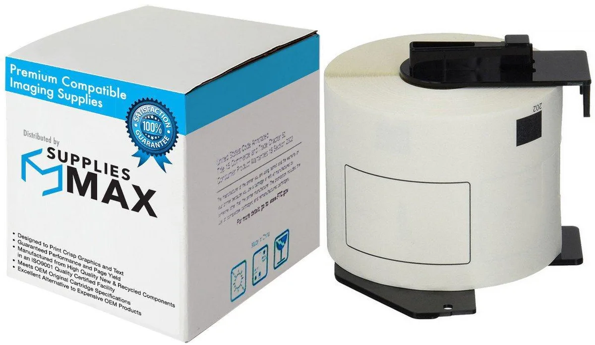 SuppliesMax SuppliesMax Brother DK-1202 White Shipping Label Tape 2.4 in x 3.9 in 300 Labels — product photo