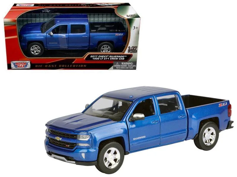 MOTORMAX MOTORMAX 2017 Chevrolet Silverado 1500 LT Z71 Crew Cab Pickup Truck Blue 1/27 Diecast Hobby Collectible — product photo