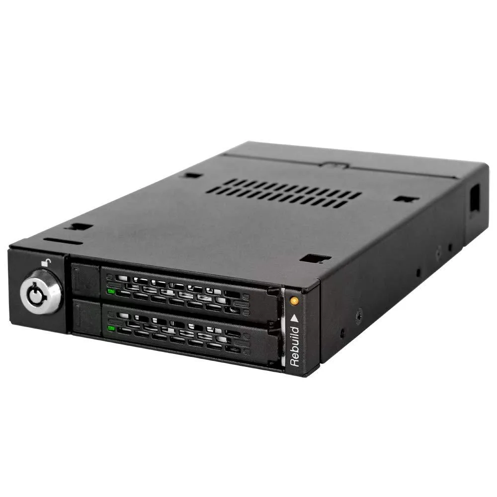Metal dual-bay mobile rack for two 2.5 SATA drives in a 3.5 bay