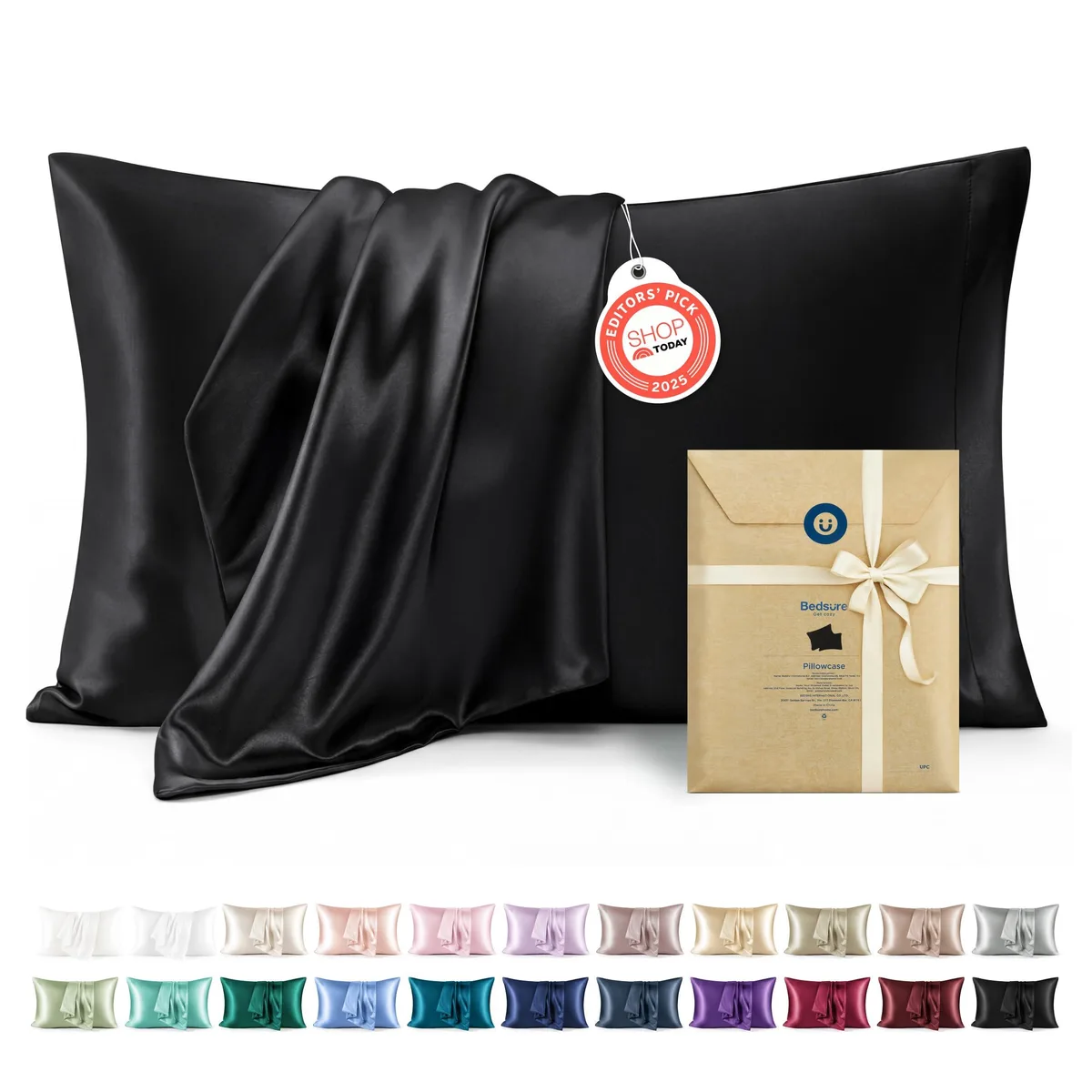 Two black satin pillowcases with envelope closure