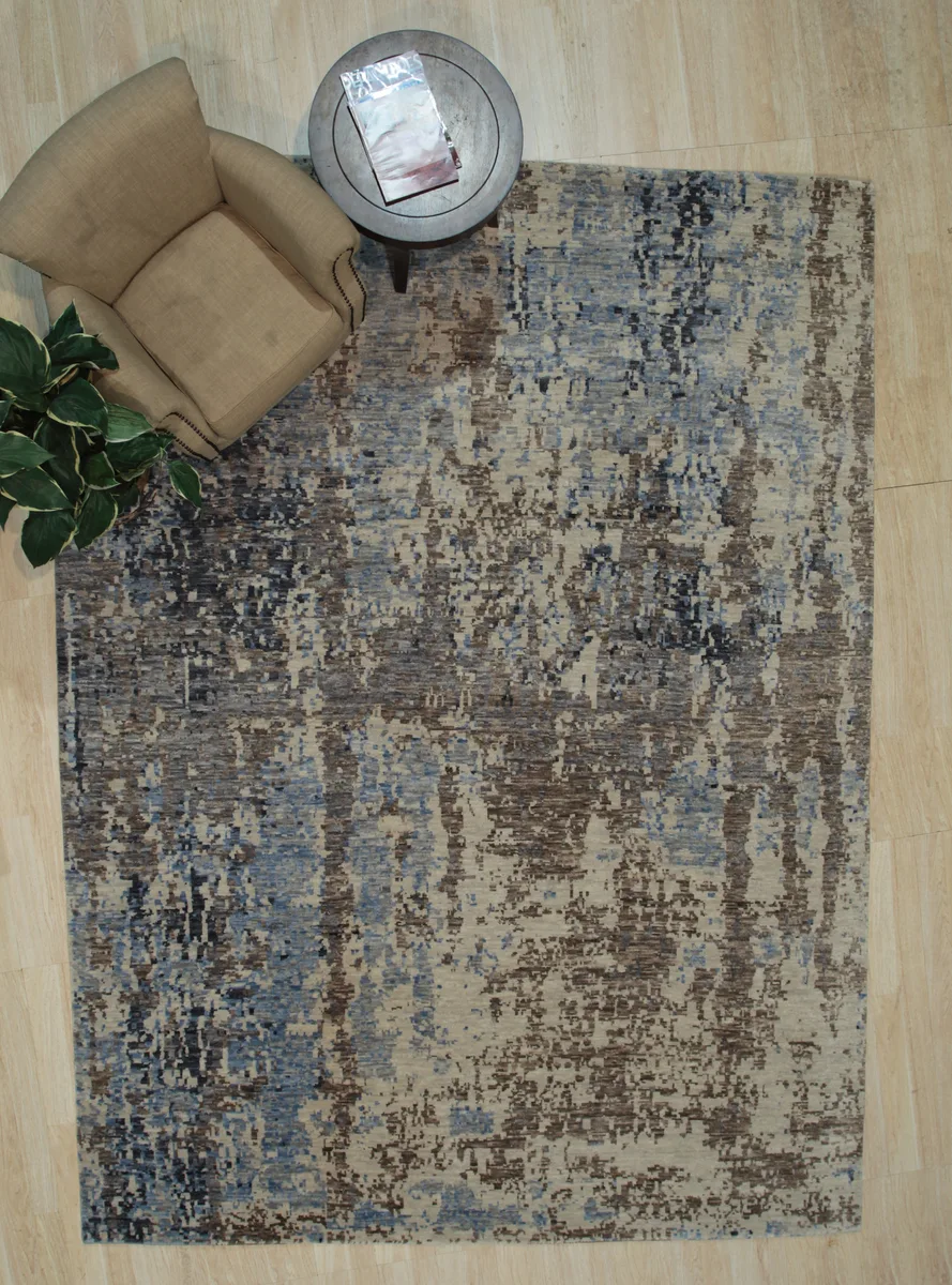 EORC EORC KA1001GY8X10 Hand-knotted Wool Area Rug, 8' x 10', Gray — product photo