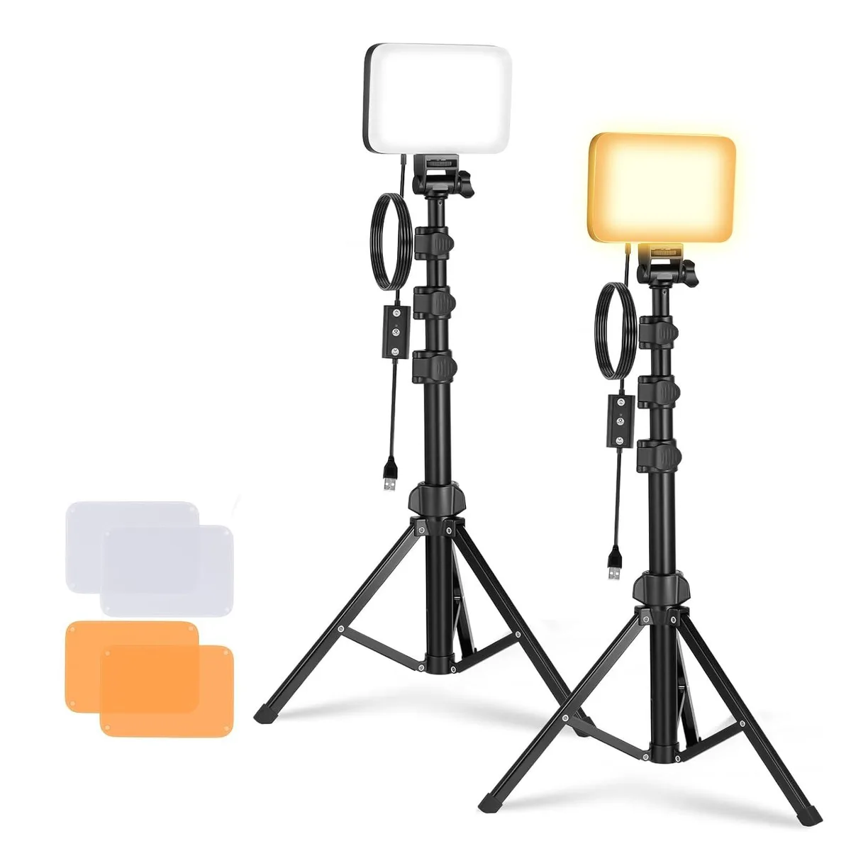  Neewer SP08 2-pack bi-color LED panel lighting kit, 66 LEDs, 3200K-5600K, CRI 95+ — product photo