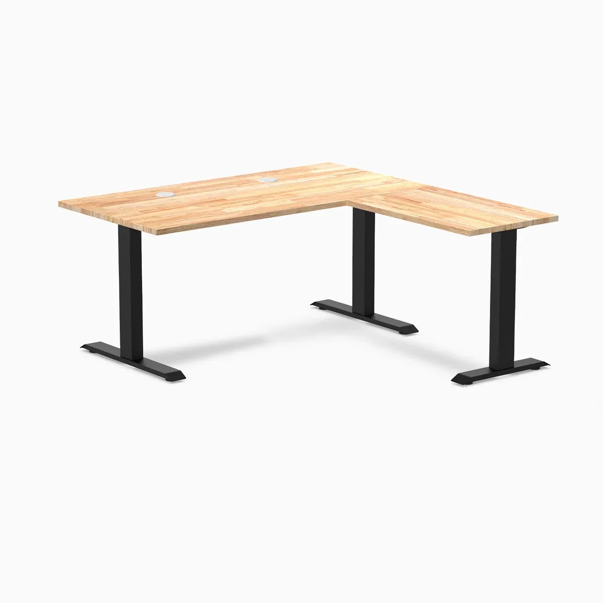 Desky Desky Zero Rubberwood L-Shape Desk Natural Timber / Matte Black 60 x 30 x 62 x 20 in with Grommets — product photo