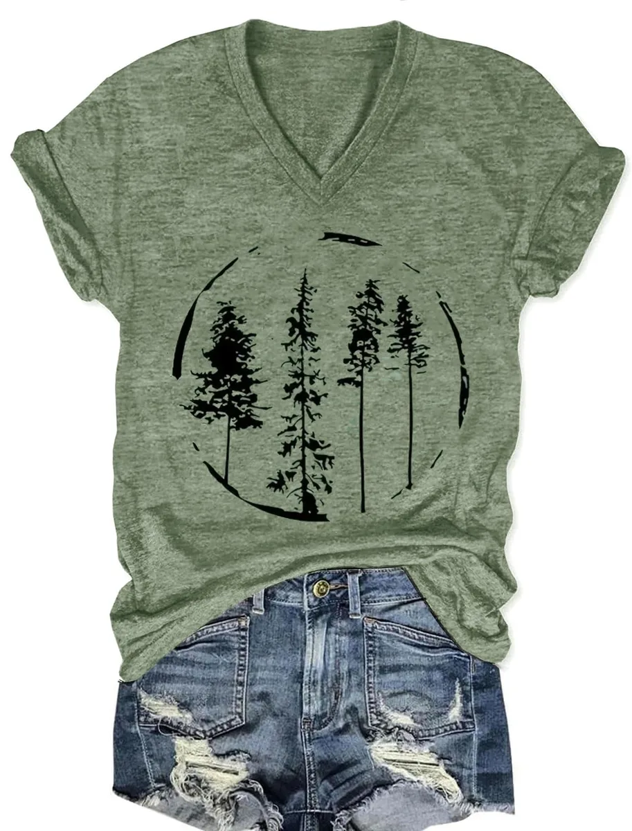  Oriental Pearl Women's V-Neck Pine Tree Top Green2 M — product photo