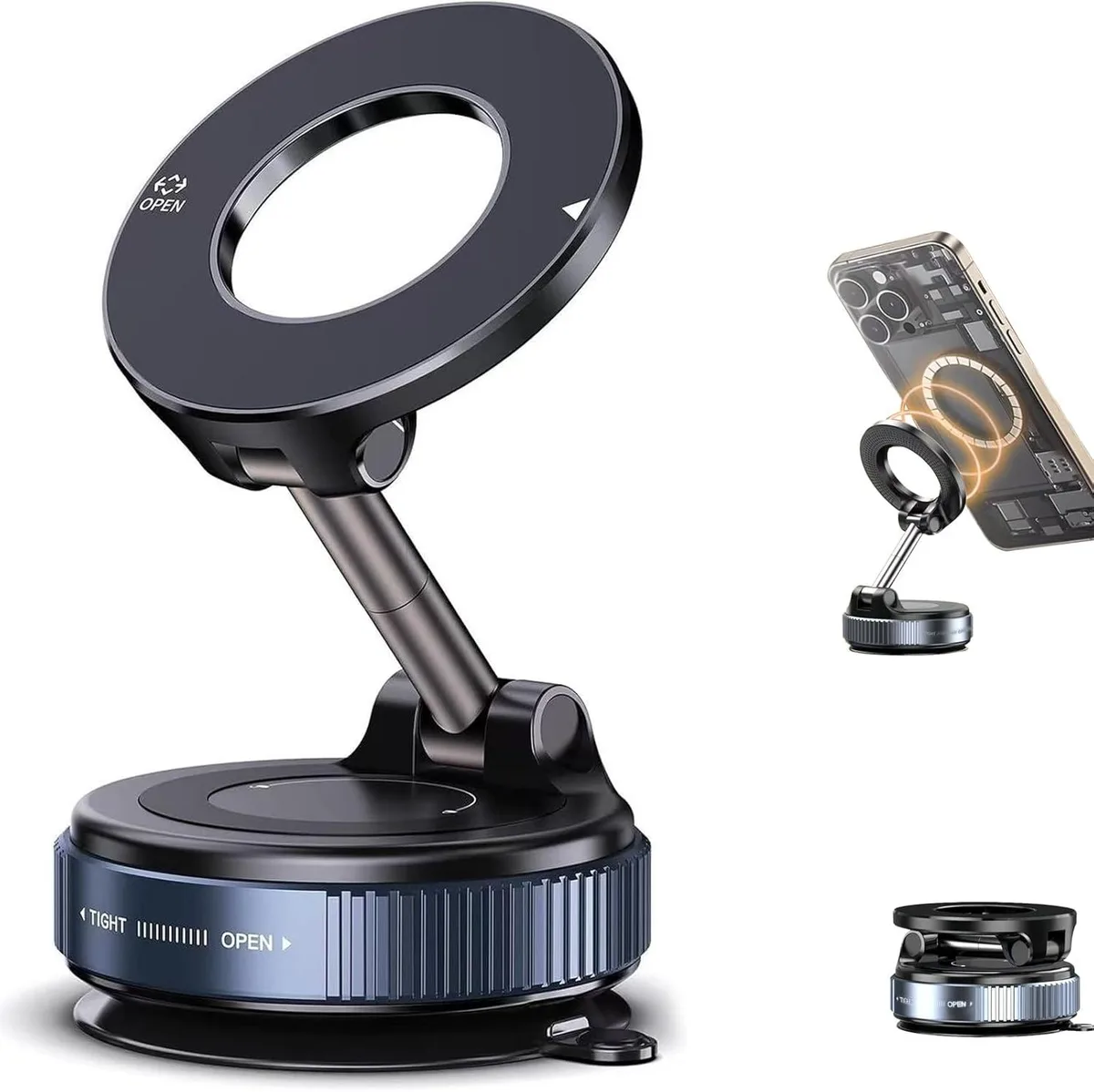 Emazne Emazne Vacuum Magnetic Phone Mount 360° 210° Foldable Suction Cup — product photo