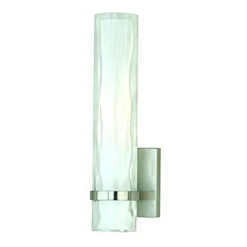 Satin nickel wall-mounted light fixture with single glass shade