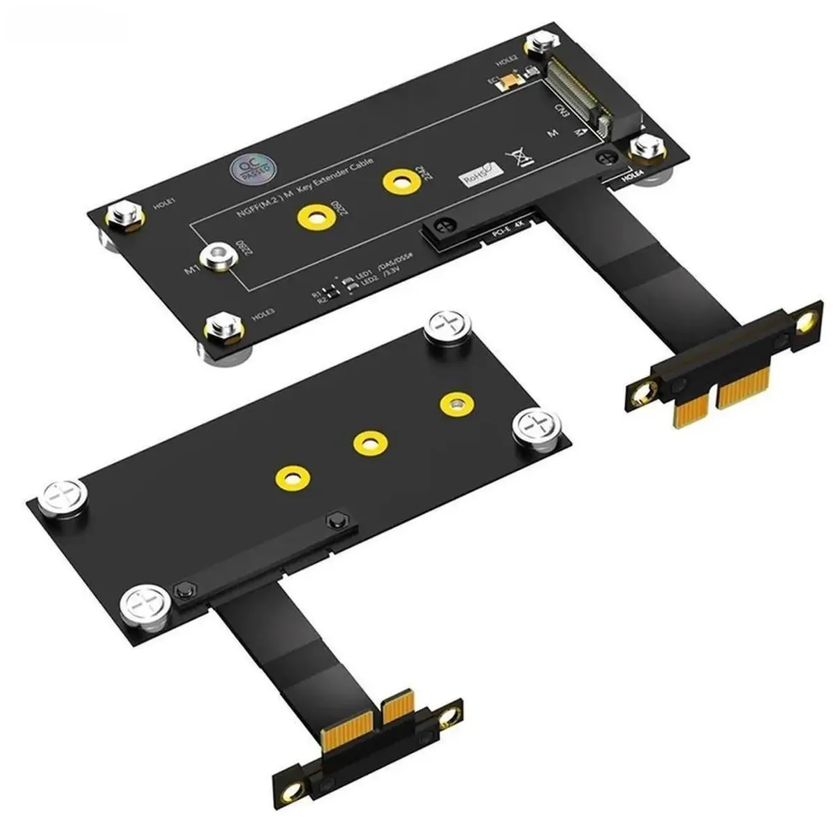 Vszerda Vszerda 10cm M.2 NVMe to PCIe x1 Riser Cable with Magnetic Pad LED Power for 2230 2242 2260 2280 SSD — product photo