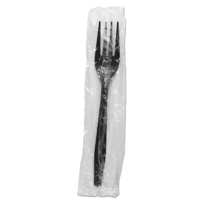 Boardwalk Boardwalk FORKHWPPBIW Heavyweight Wrapped Polypropylene Fork Black 1000 Carton — product photo