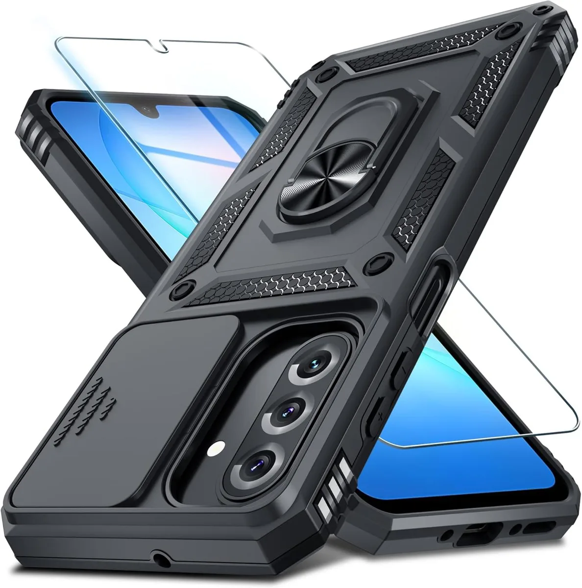 Transcend Transcend Galaxy A17 5G Case with Slide Camera Cover Screen Protector Ring Kickstand Black — product photo