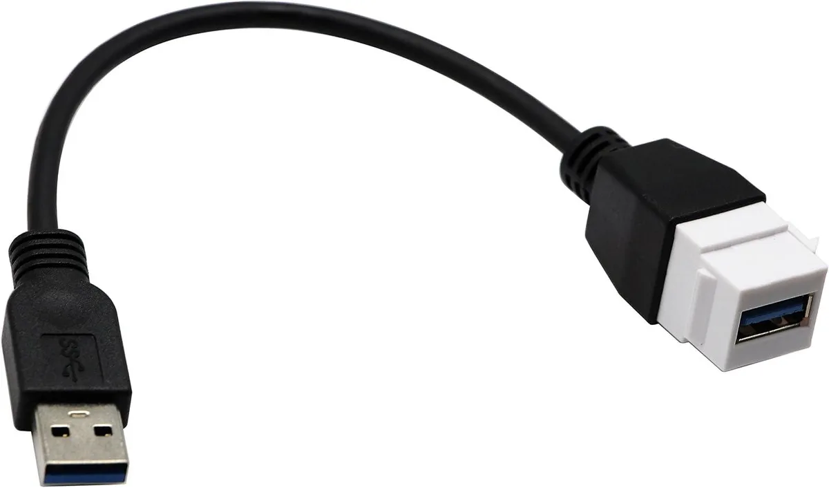 TeKit TeKit USB 3.0 A Male to Female Panel Mount Adapter 8in — product photo