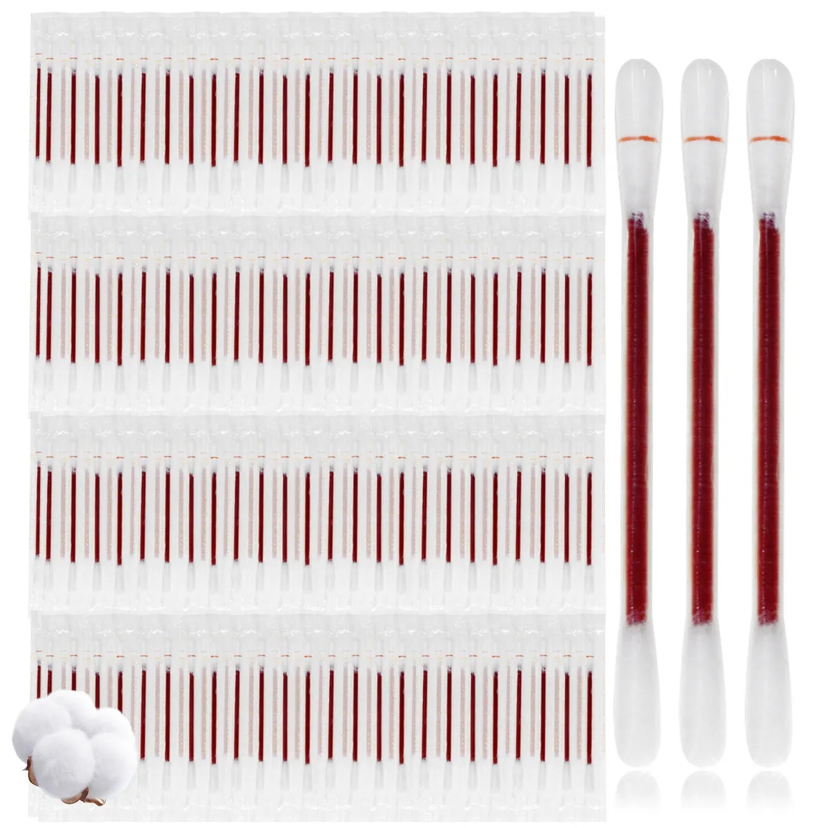 Box of 100 individually wrapped white iodine cotton swabs 7.5cm long