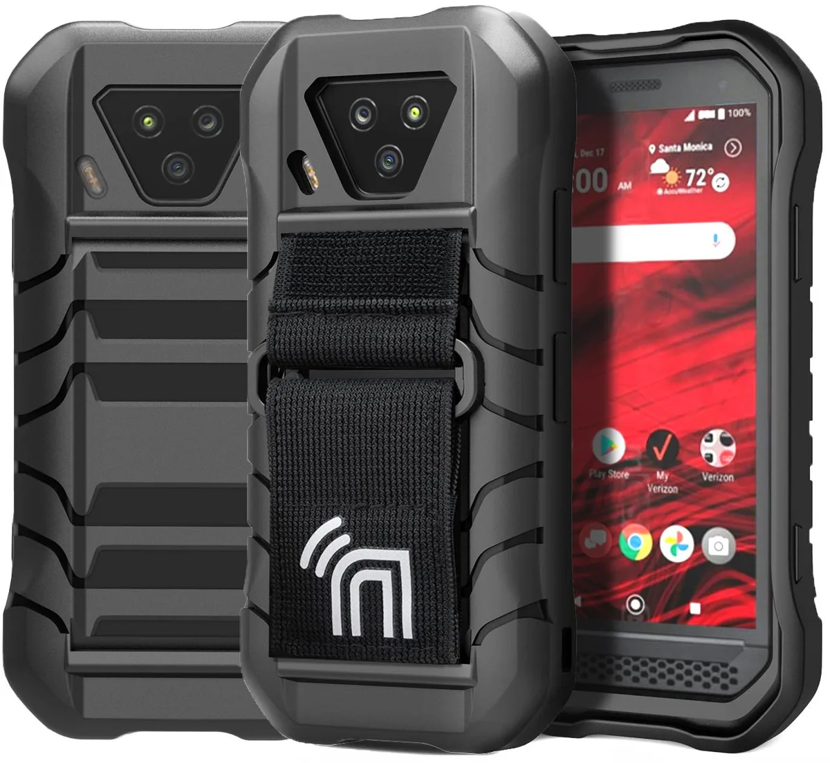 Nakedcellphone Nakedcellphone Rugged Shield Tactical Case with Hand Strap Black E7110-HANDY-BLACK — product photo