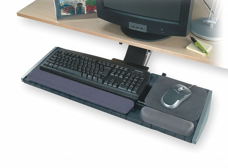 ACCO ACCO K60718USF Kensington Keyboard Platform 6 in Gray 19 in Track 360 Swivel 30 in Length 10 in Width — product photo