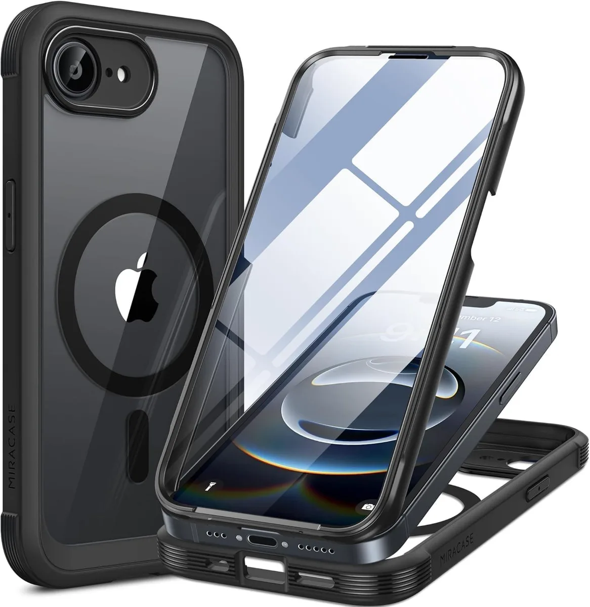 NuoTo NuoTo iPhone 17e/16e Full-Body Case with Glass Screen Protector MagSafe 6.1 inch Black — product photo
