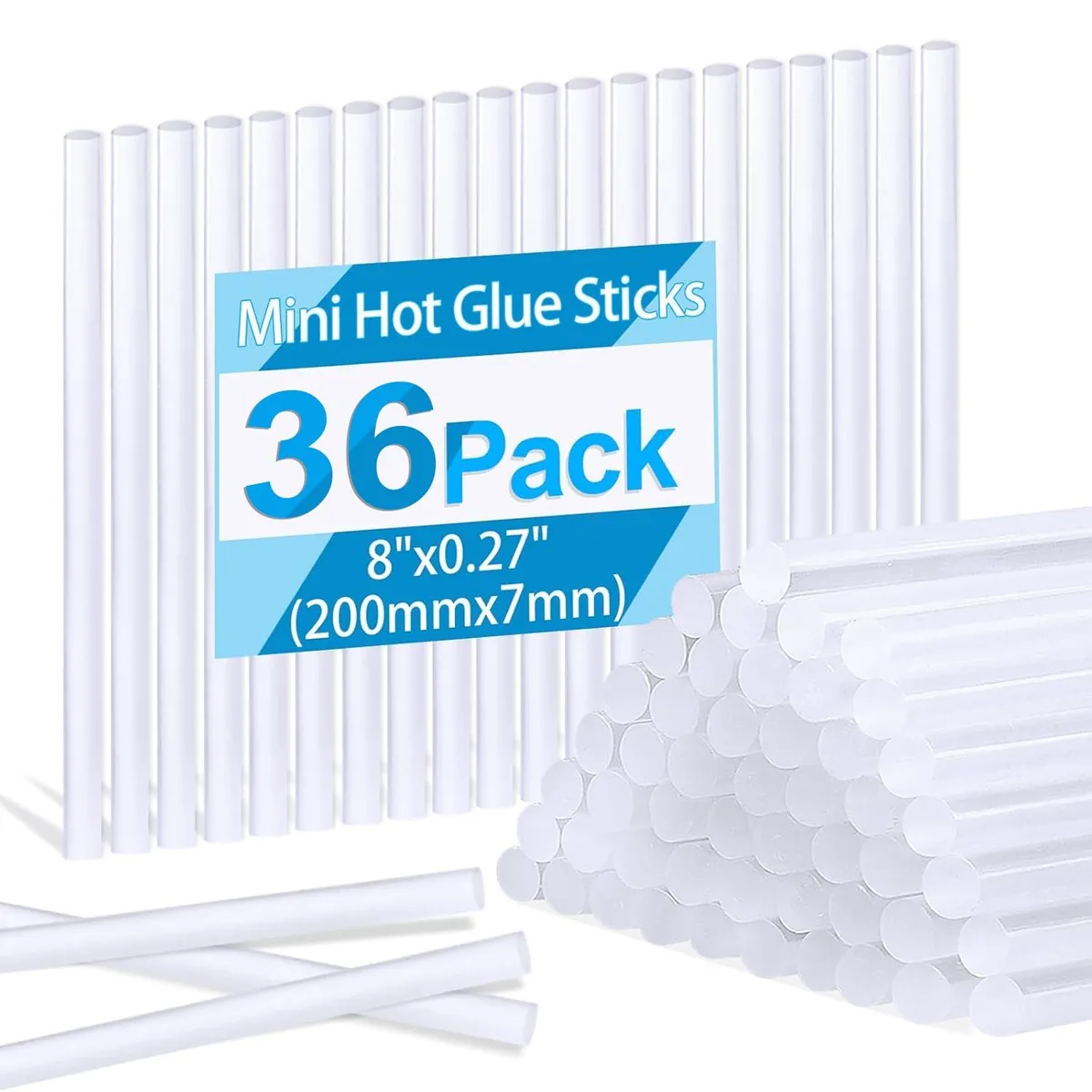  Phinus 16RRJB0001 36 Pack 8" x 0.27" Clear Hot Glue Sticks — product photo