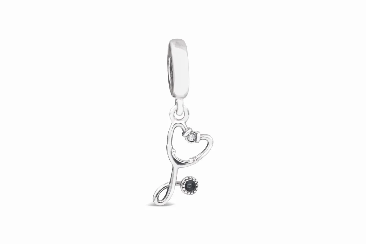 PANDORA PANDORA Stethoscope Heart Dangle Charm Sterling Silver — product photo