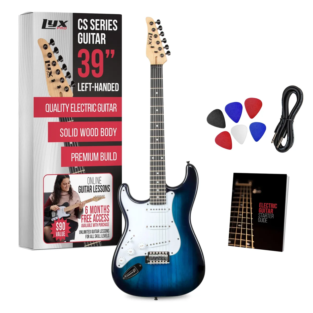 LyxPro LyxPro CS 39 Left Hand Electric Guitar Kit - Blue — product photo
