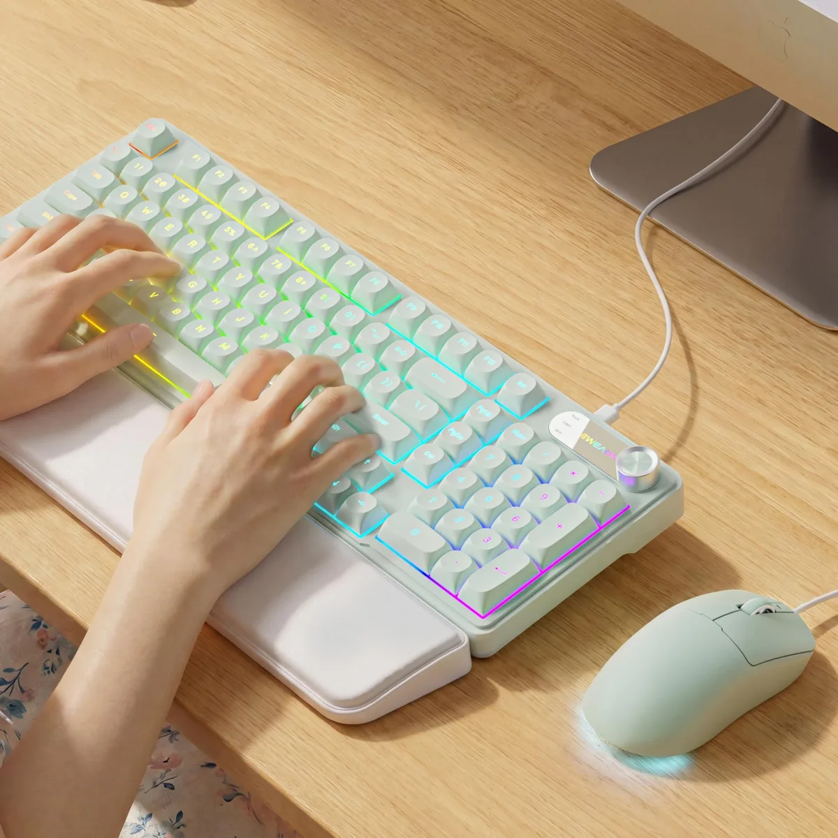 EWEADN EWEADN Wired Keyboard Mouse Combo Green 98% RGB 12 Modes — product photo