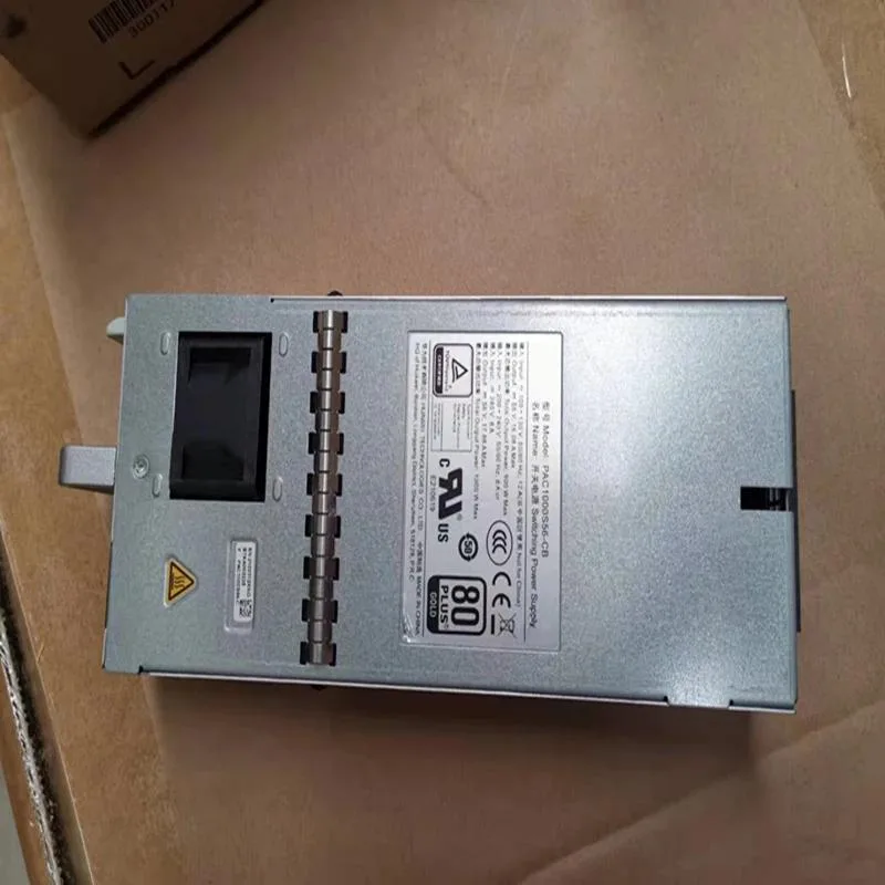 Rectangular black ATX power supply unit with rear fan grille and power socket