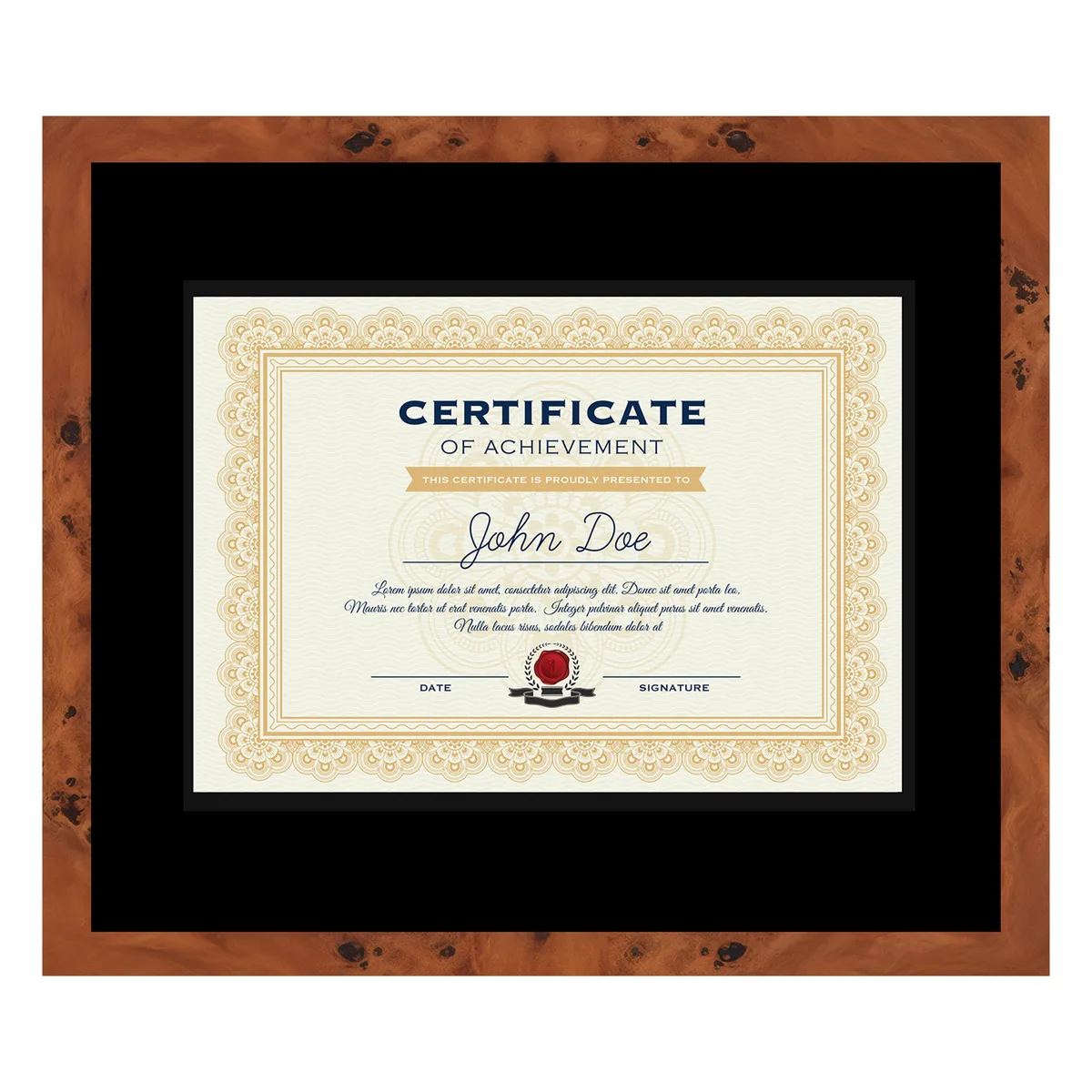 CustomPictureFrames.com CustomPictureFrames.com 16x19 Brown Diploma Frame Black Double Mat 12x15 Opening — product photo