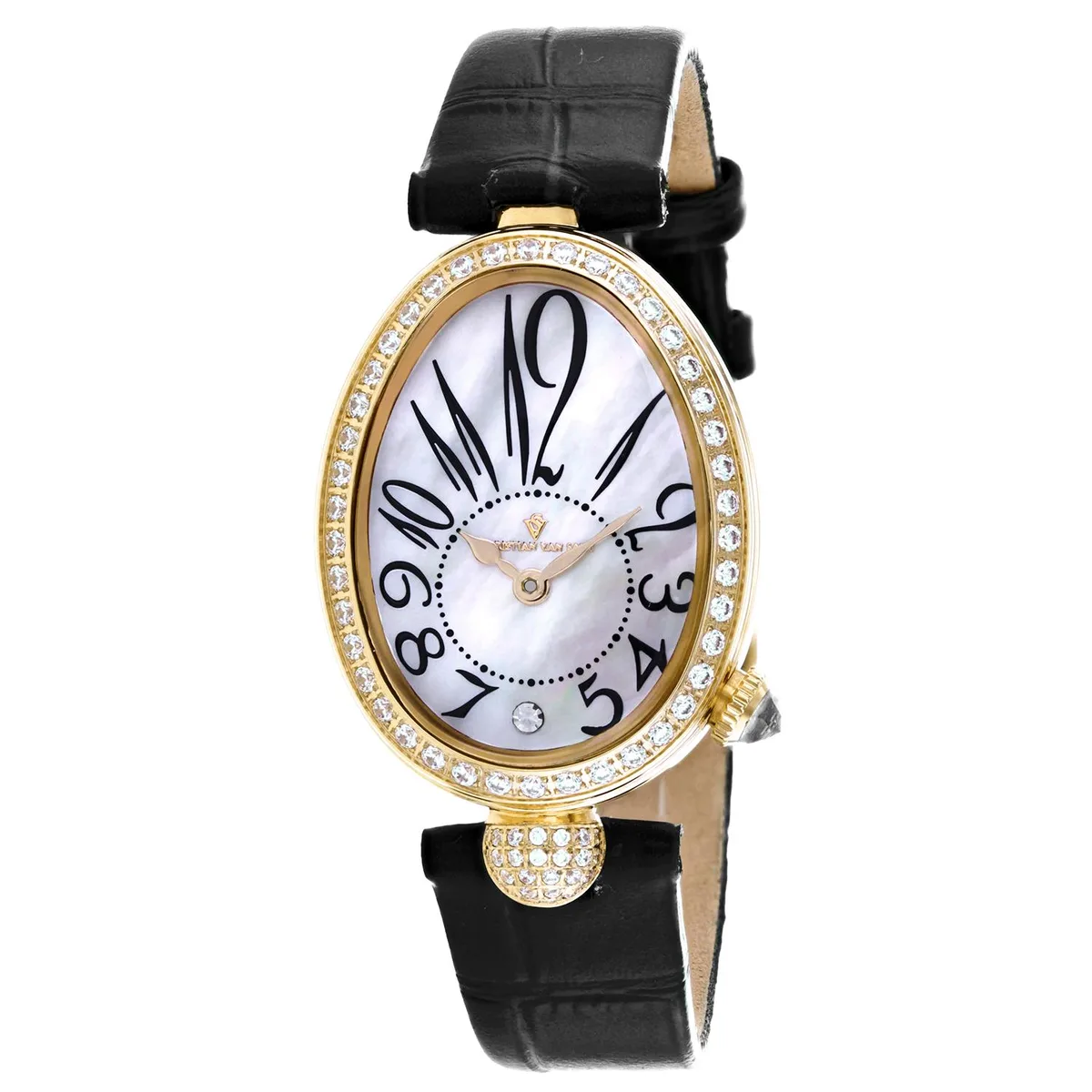 Christian Van Sant CV4293 white dial stainless steel watch with leather strap