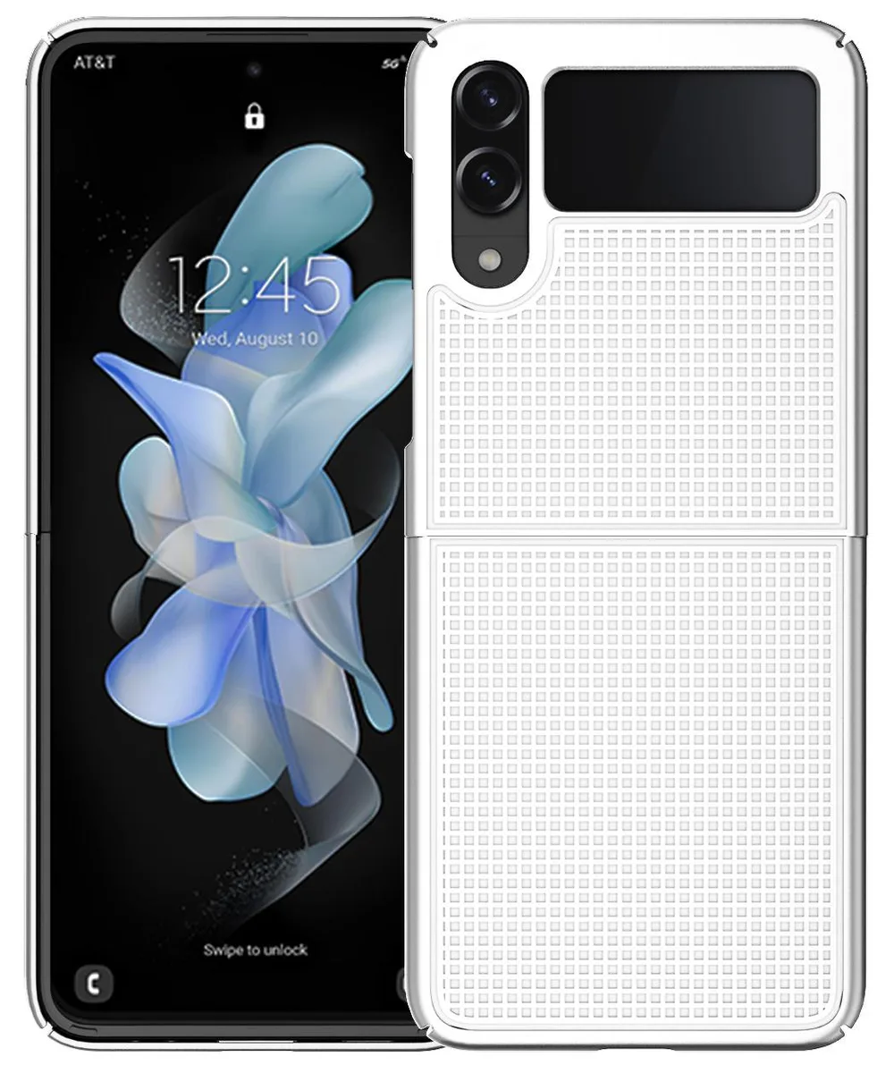 Nakedcellphone Nakedcellphone Textured Grid Slim Case Pearl White for Samsung Galaxy Z Flip 4 5G (SM-F721U, 2022) — product photo