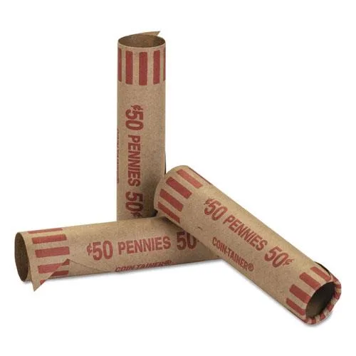 Coin-Tainer Coin-Tainer 20001 Preformed Tubular Coin Wrappers Pennies $.50 1000/Box — product photo
