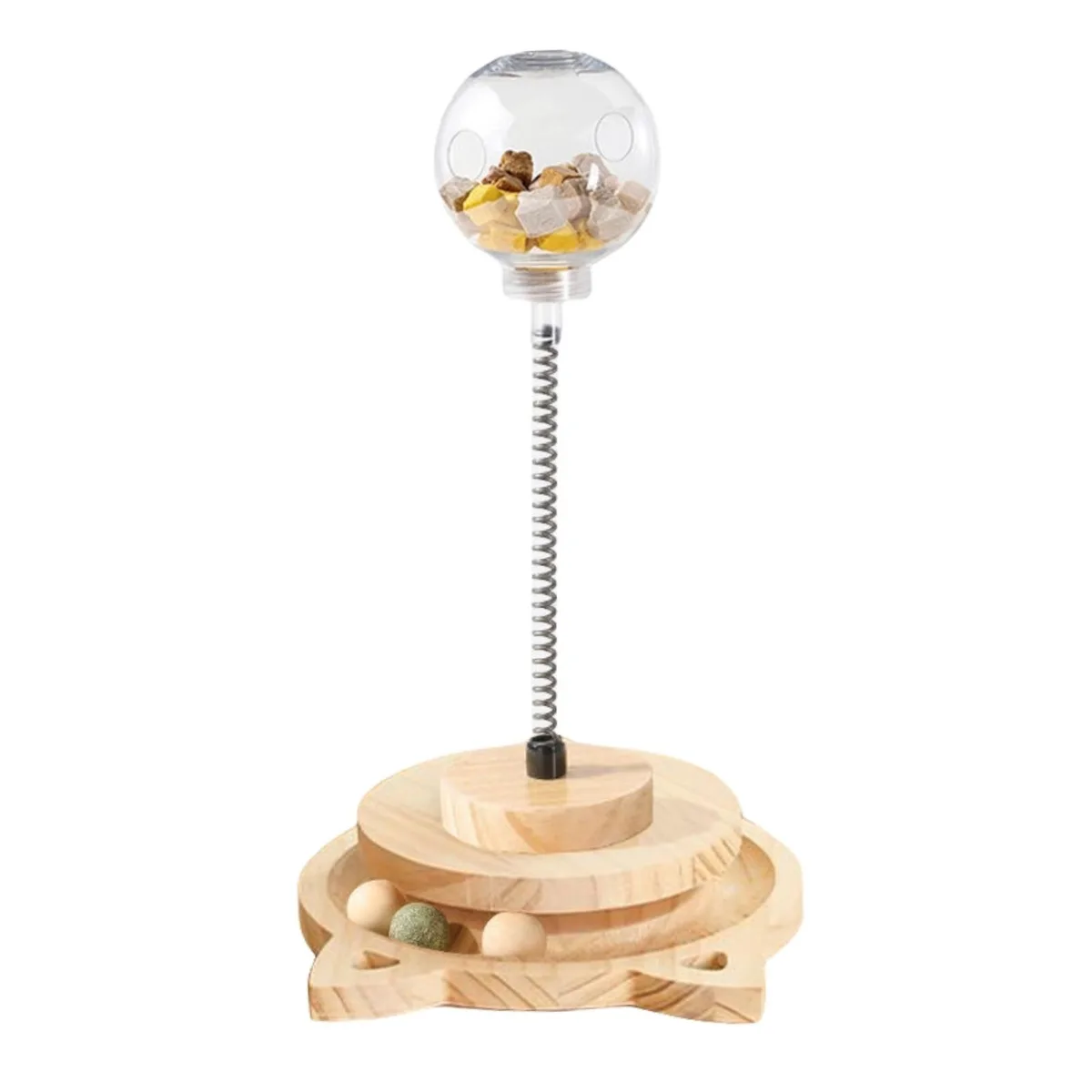 3MNSCD 3MNSCD Cat Treat Dispenser Toy Solid Wood Feeder Ball with Catnip — product photo