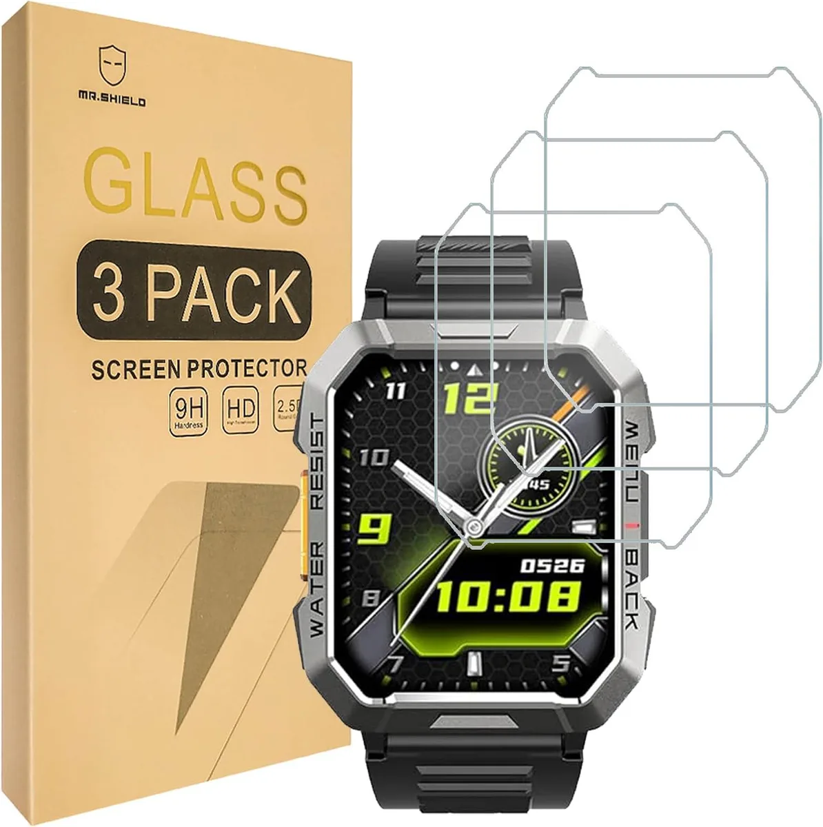 ETEIZU ETEIZU Tempered Glass Screen Protector 3-Pack for Blackview W60 2.01 IOWODO W60 Military Smart Watch — product photo