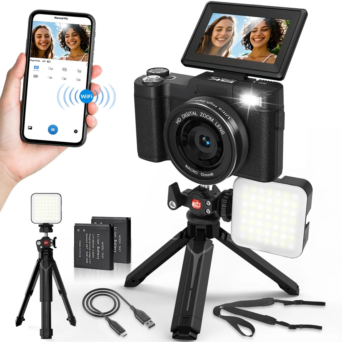 novzzovaz novzzovaz V-Cam-2 64MP 5K compact shoot camera Black — product photo