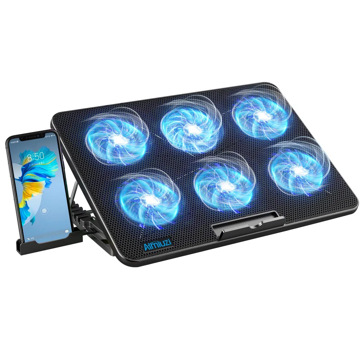  AIMIUZI F5 Laptop Cooling Pad 6 Fans 12-17 Inch USB Powered 7 Heights — product photo
