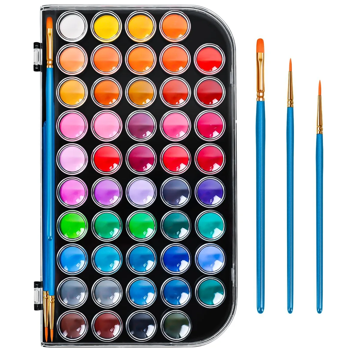  Dushco 48 Color Professional Watercolor Set with 3 Wooden Brushes — product photo