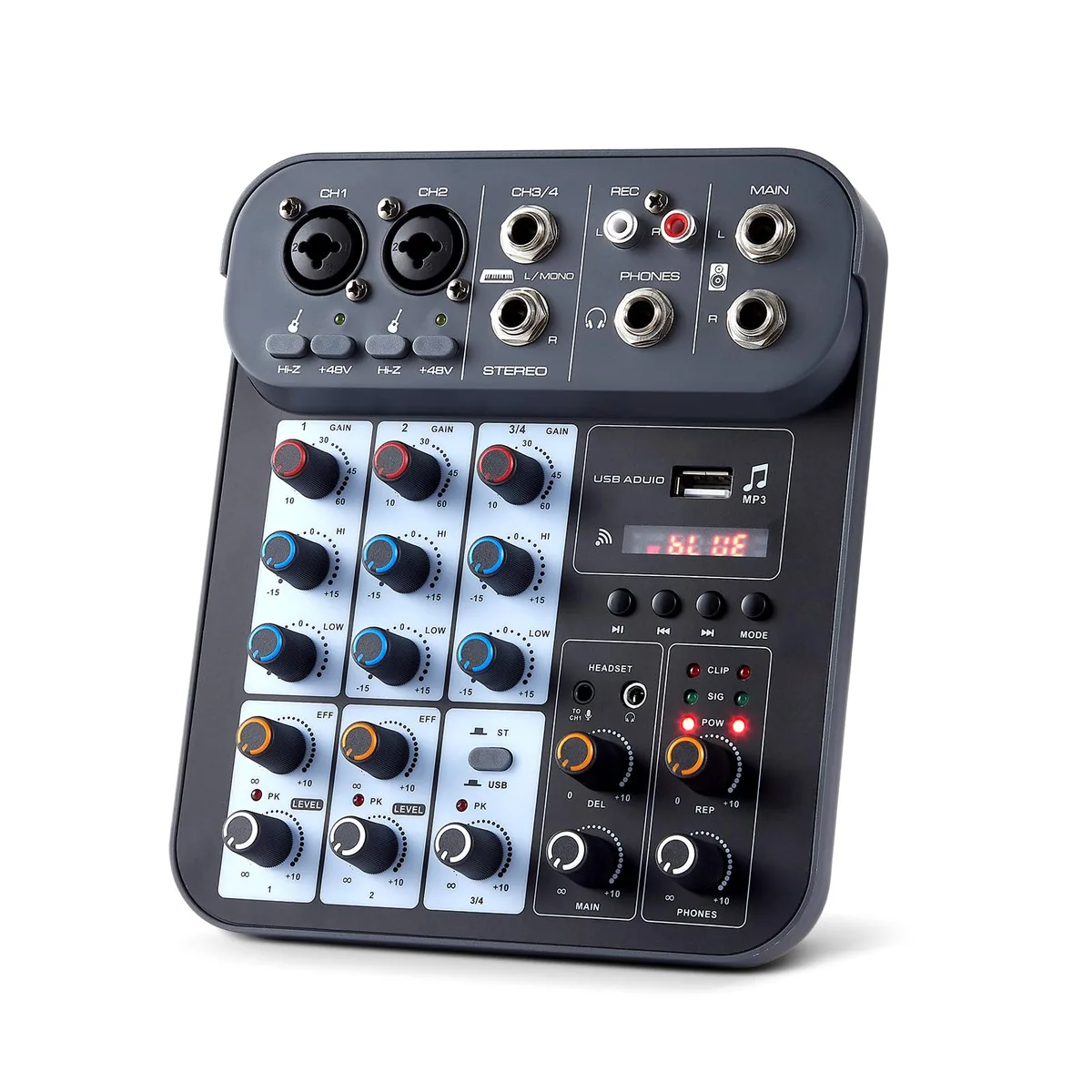  4 Channel DJ Audio Mixer 48V Phantom Power — product photo