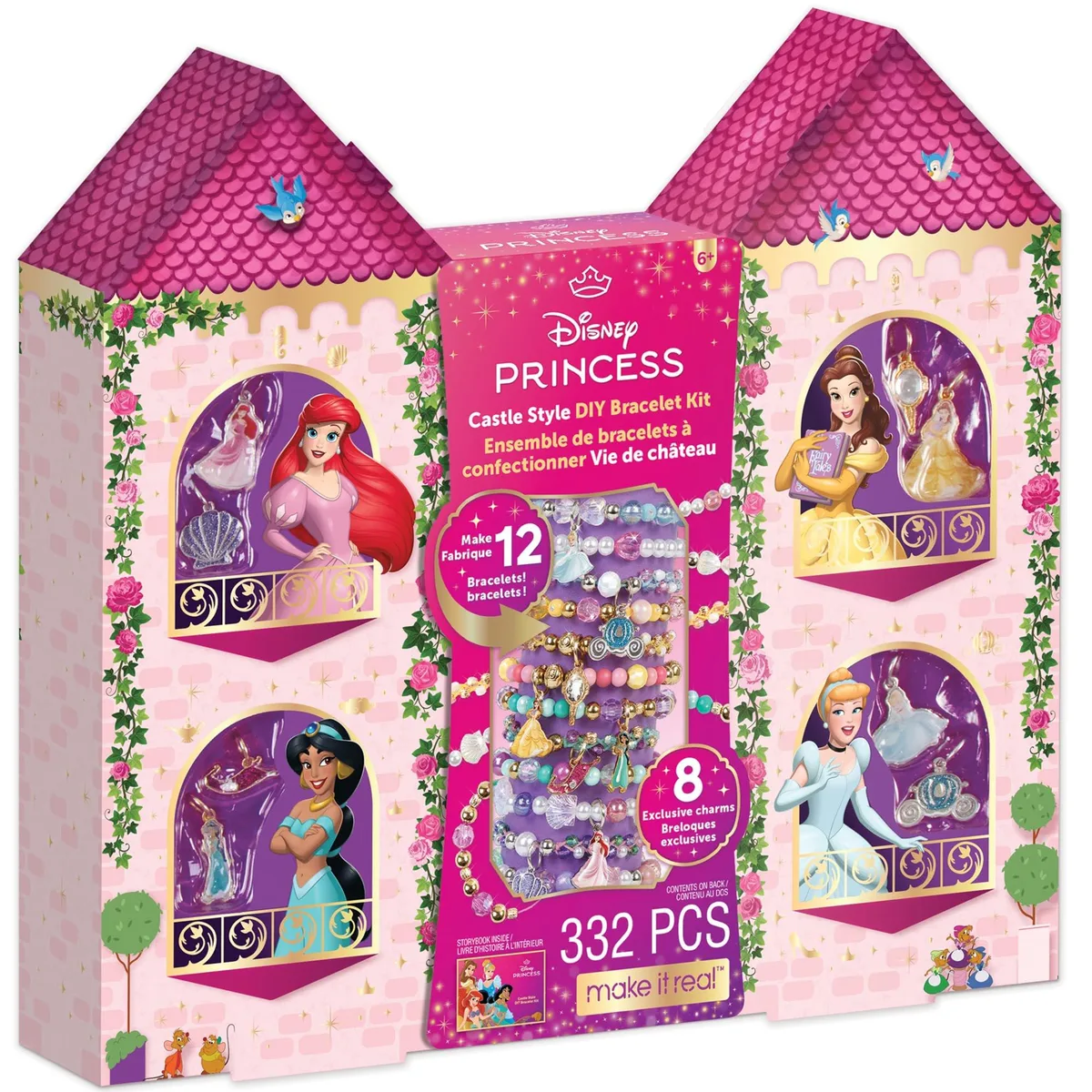 Make It Real Make It Real Disney Princess Castle Style Bracelet Kit 332 pcs 12 Bracelets 8 Charms Ages 6+ — product photo