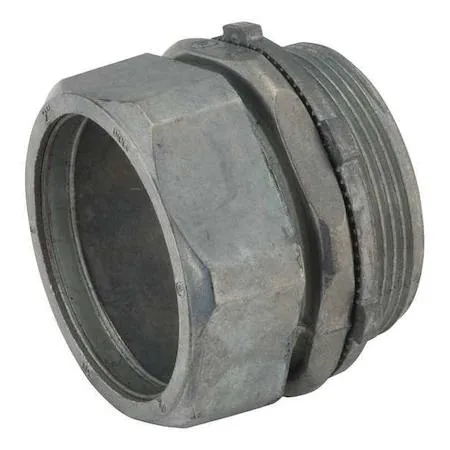 Gray zinc EMT grounding connector, compression type, 4-inch trade size
