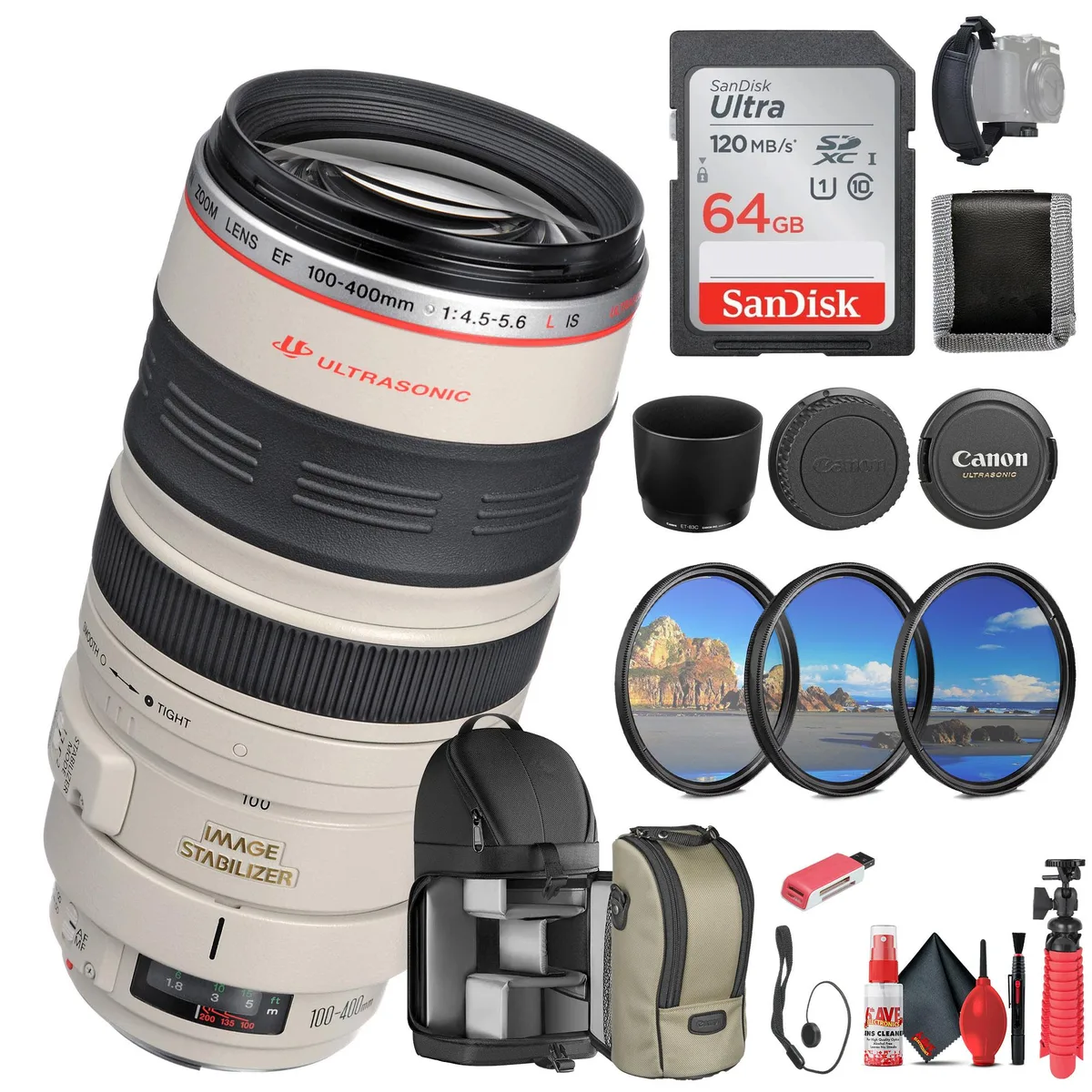 Canon Canon EF 100-400mm f/4.5-5.6L IS USM Lens + 64GB Memory Card Bundle — product photo