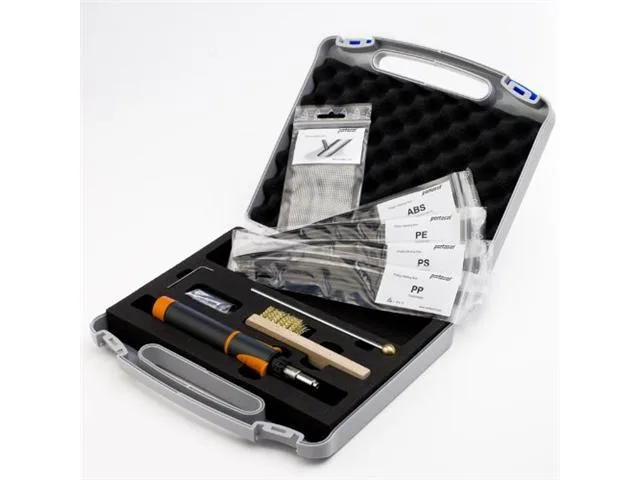 Portasol PP75 cordless plastic welding kit in hinged carry case with handle and latches