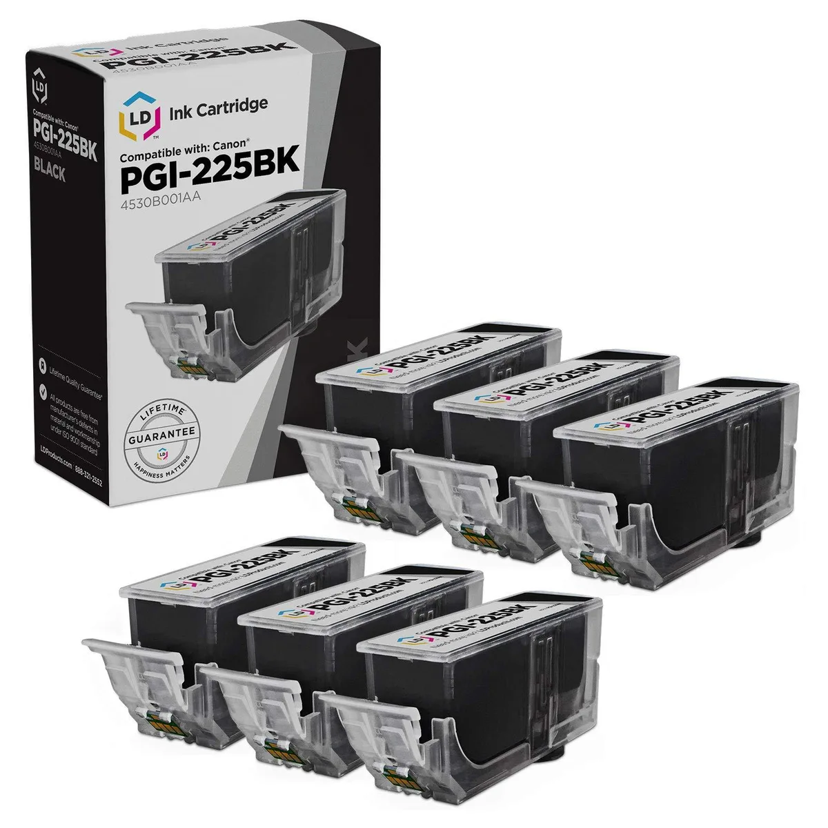 LD Products LD Products PGI-225BK Pigment Black Ink Cartridge 6-Pack 340 Pages — product photo